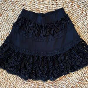 Alexis Elegant Black Velvet Lace Mini Skirt
